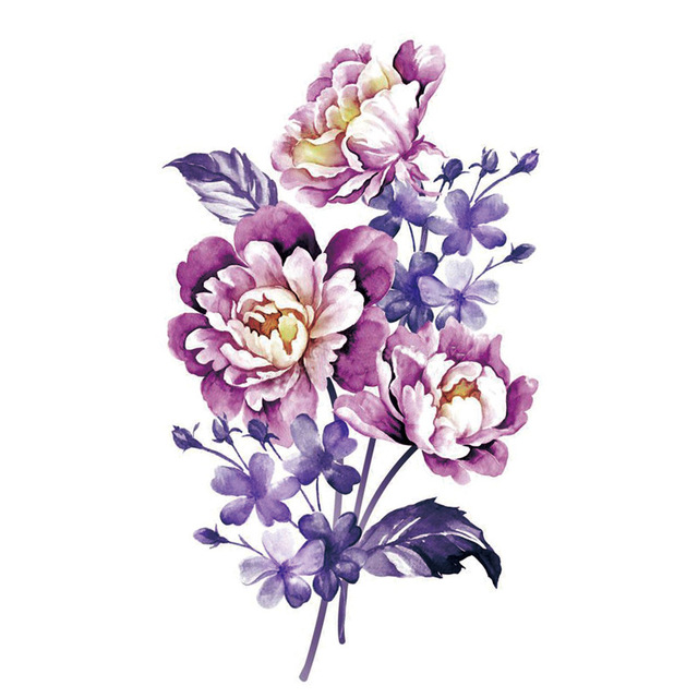 Waterproof Temporary Tattoo Sticker Black Rose Multicolor Butterfly Flower Tattoos Water Transfer Body Art Fake Tattoo