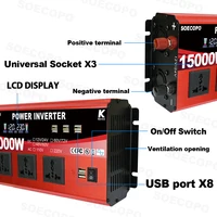 SOECOPO 15000W onduleur (3 prises 8 ports USB) Kit complet de système solaire 500W panneau solaire 12V/24V 100A contrôleur maison Camping 5