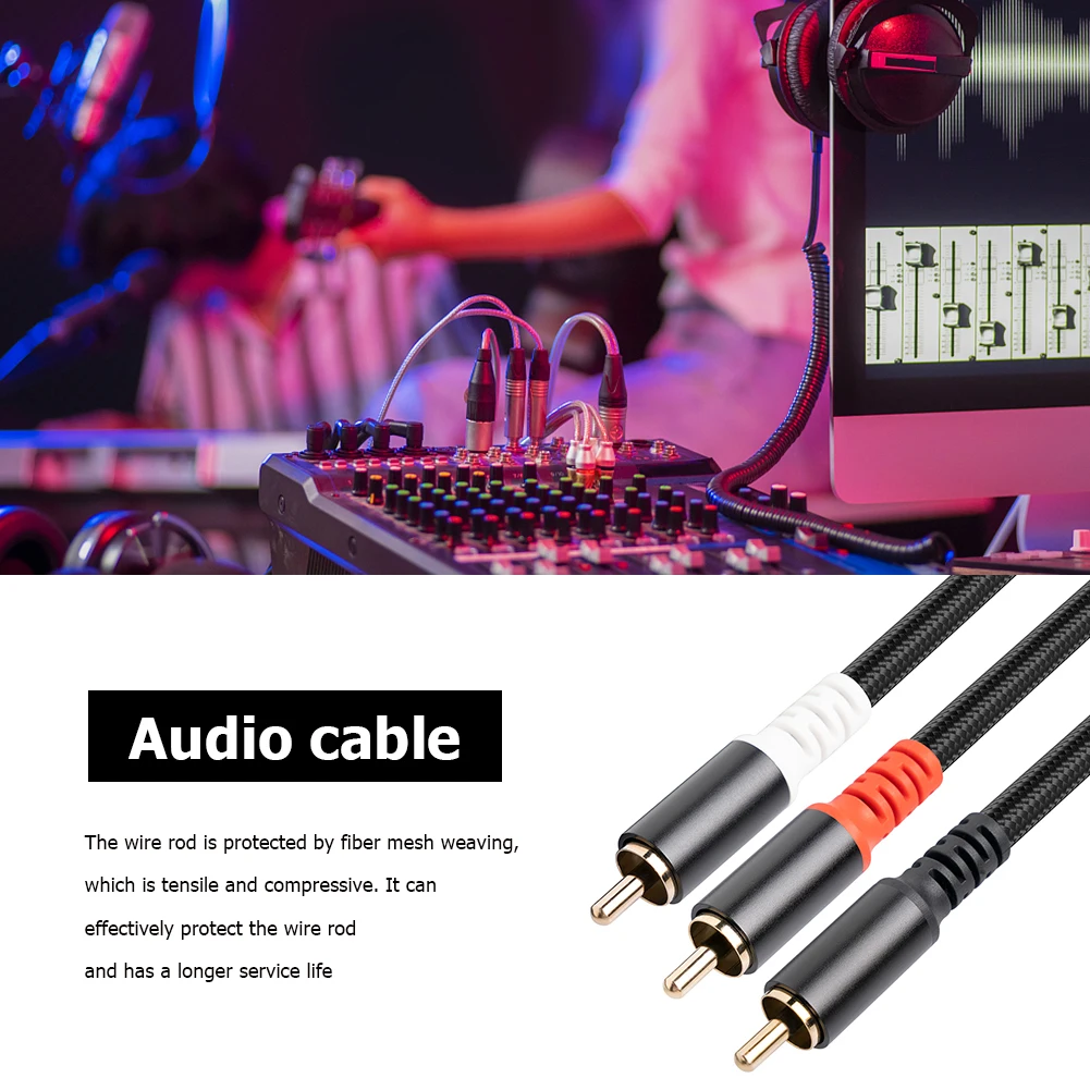 RCA Male to Dual RCA Male Audio Cable Y Splitter Connector