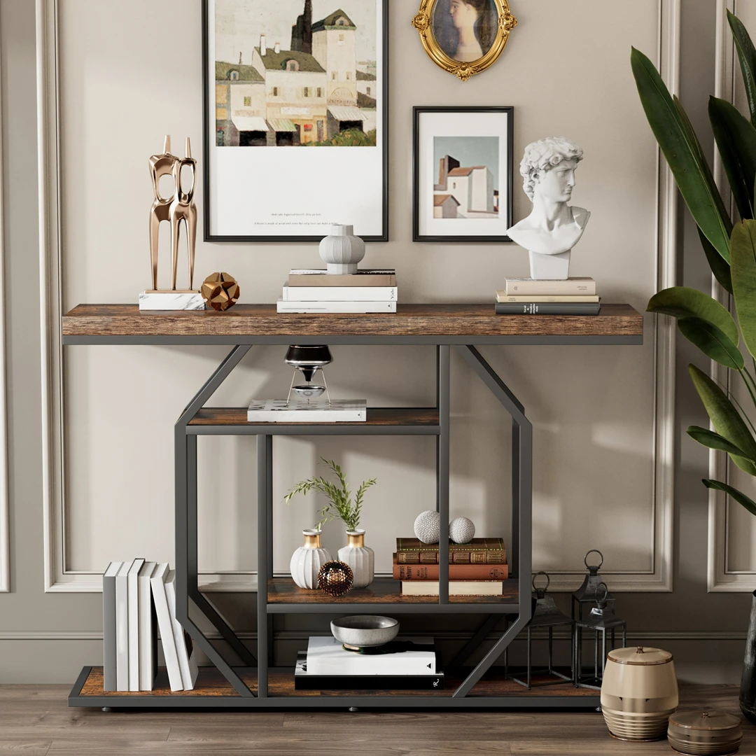 4-Tier Industrial Console Table 6