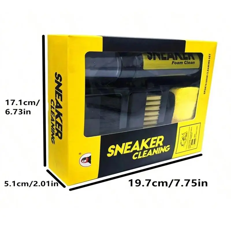 Shoe Cleaner Care Kit with 2 Brush, 5.3Oz cleaning agent and 1 Towel for Leather Knit Canvas PU Fabric Sneakers Tennis Shoes