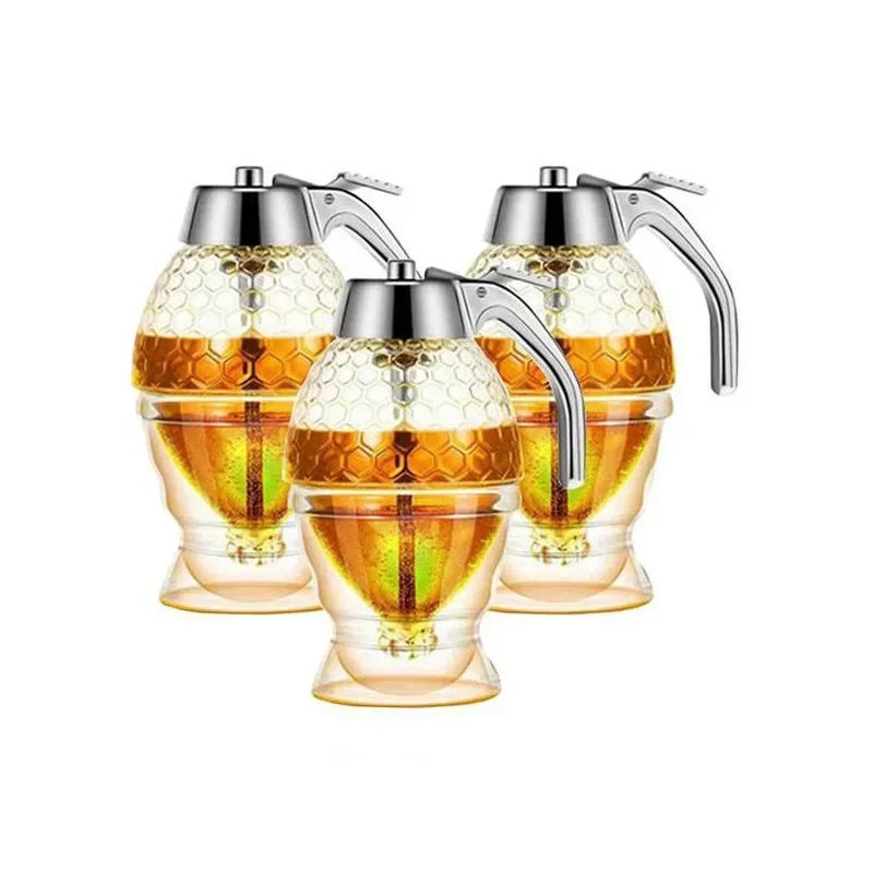 1PC Creative Press Honey Jar Plastic Sealed Funnel Type Jar Honey Jam Dispensing Squeeze Bottle Syrup Jug with Base