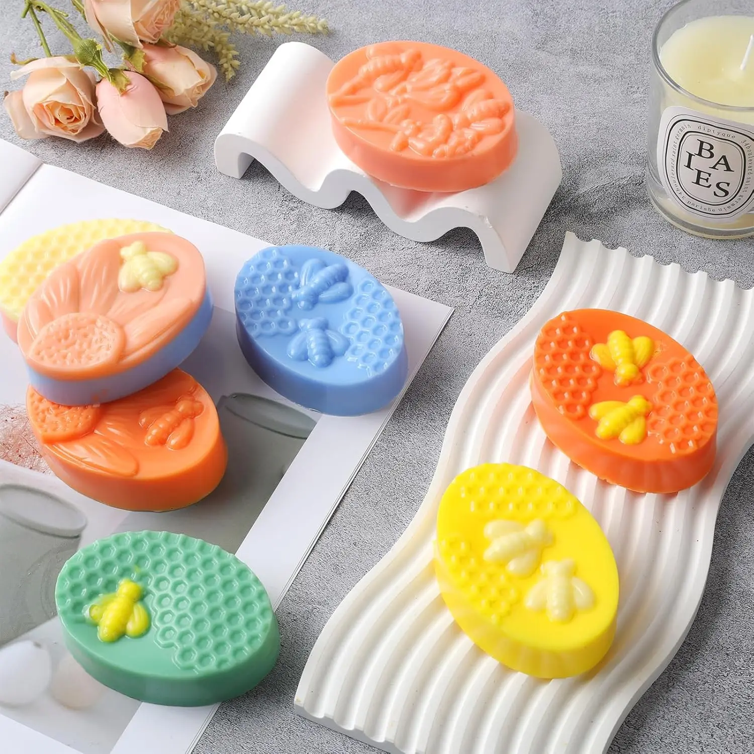 Silicone Soap Molds 6 Cavities Rectangle for Homemade Craft Mold Cake Mold Chocolate Mold ＆ Ice Mold