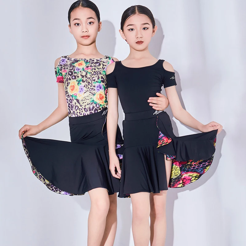 

Костюм детский для латиноамериканских танцев, с открытыми плечами и разрезом, DN15458