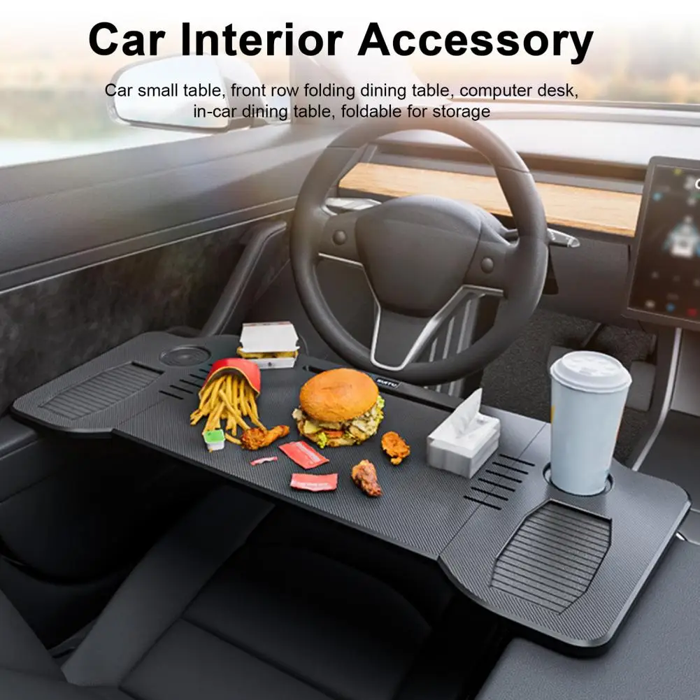 YONZEE Vassoio Pieghevole Carbon Edition Per Tesla Model 3/Y – Tavolo Auto Con Gamba Di Supporto, Per Cena E Lavoro - 2