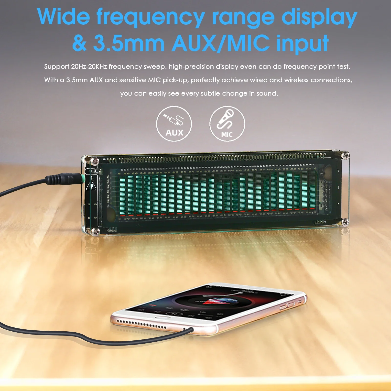 Nobsound AK2515 MIC Audio Spectrum Analyzer VFD Sound Level Meter VU Meter Screen Display Music Spectrum Display Indicator