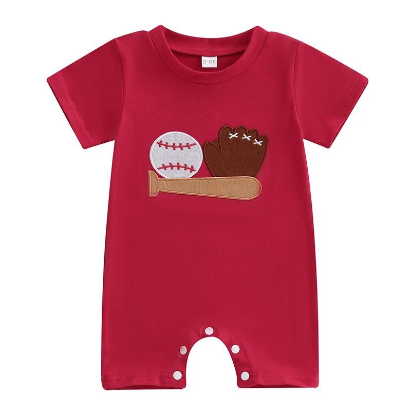 Infant Baby Boys Baseball Embroidery Romper Jumpsuit