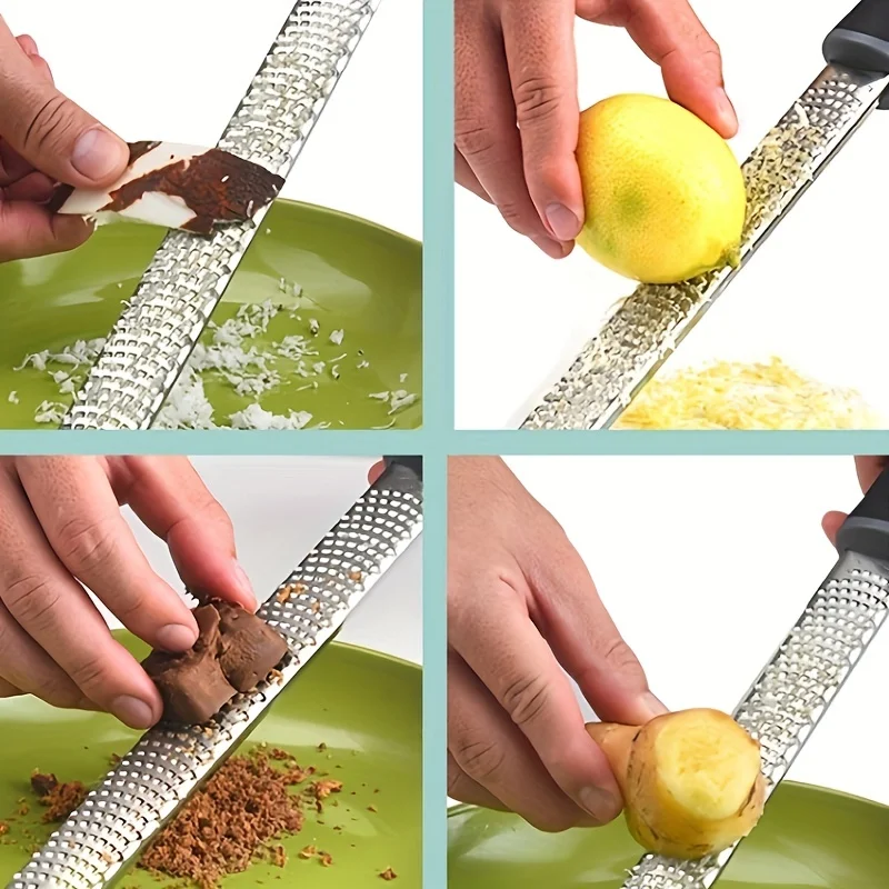 Cheese Grater Lemon Zester Grater Kitchen Grater 1pc Stainless Steel Multi Purpose Lemon Zester and Cheese Grater Effortless Ginger Shredding Vegetable Food Grating Kitchen Tool