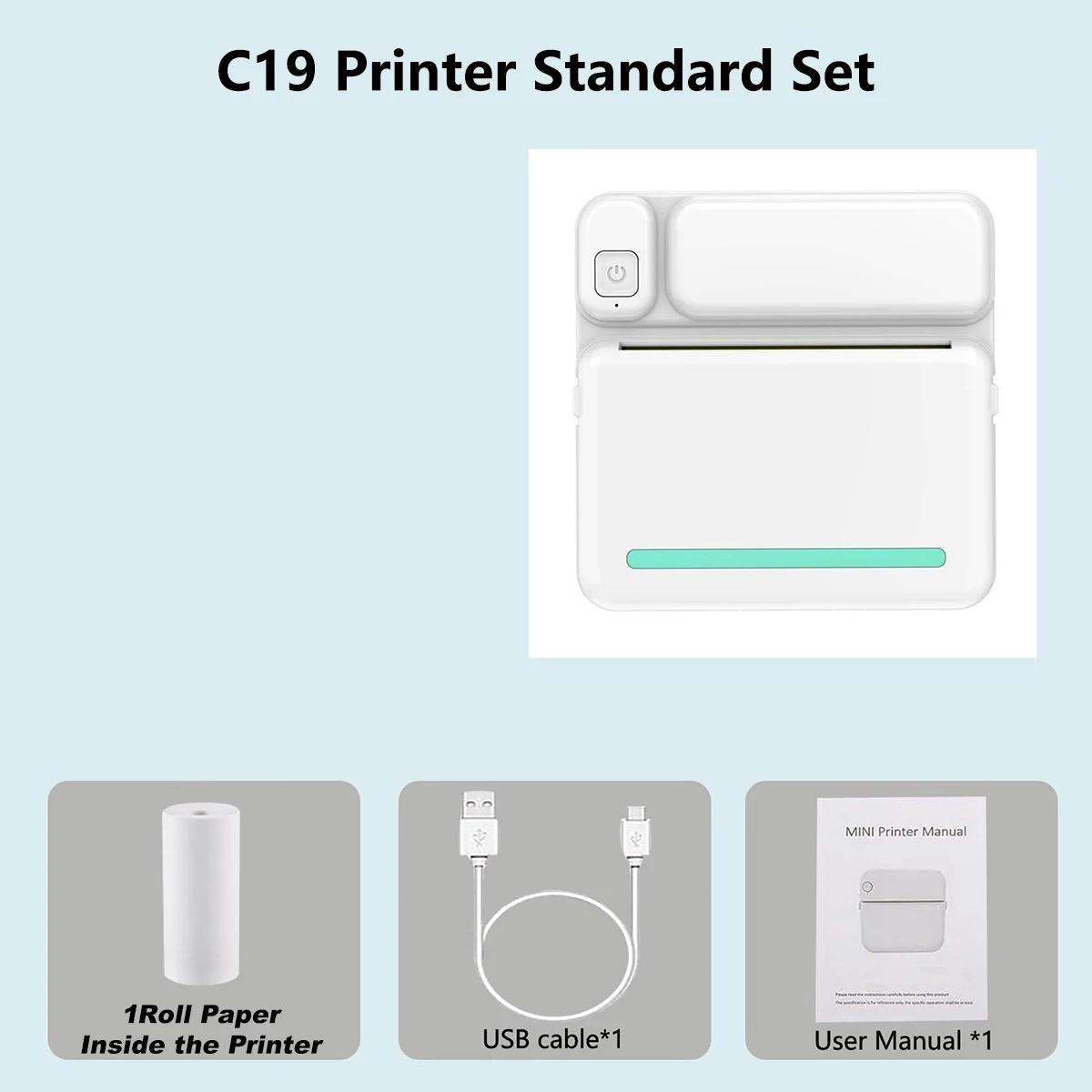 Compact Wireless Thermal Printer | USB Rechargeable, Monochrome Output, Integrated Scanner