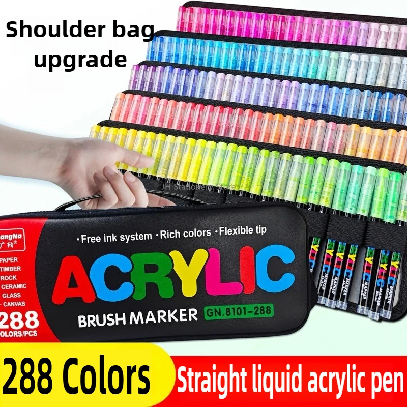 GUANGNA 168-360 Colors Acrylic Paint Soft Brush Markers Set Soft