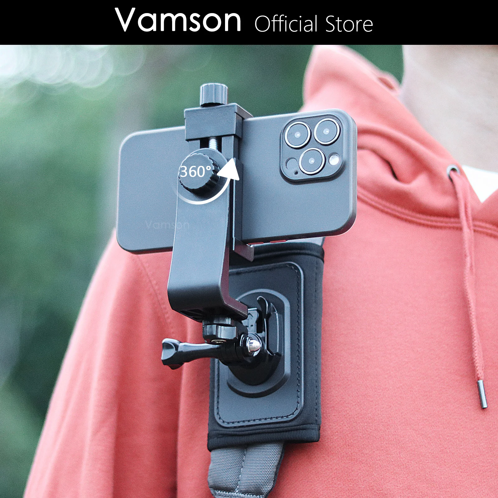 Vamson360DegreeRotaryMobilePhoneBackpackClipHolderfor
