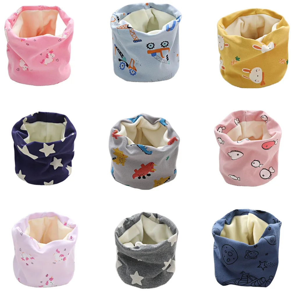 Autumn Winter Cotton Children Scarf Kids O-Ring Scarves Knitted Plush Boys Girls Neck Cover Warm Kids Collar Neckerchief