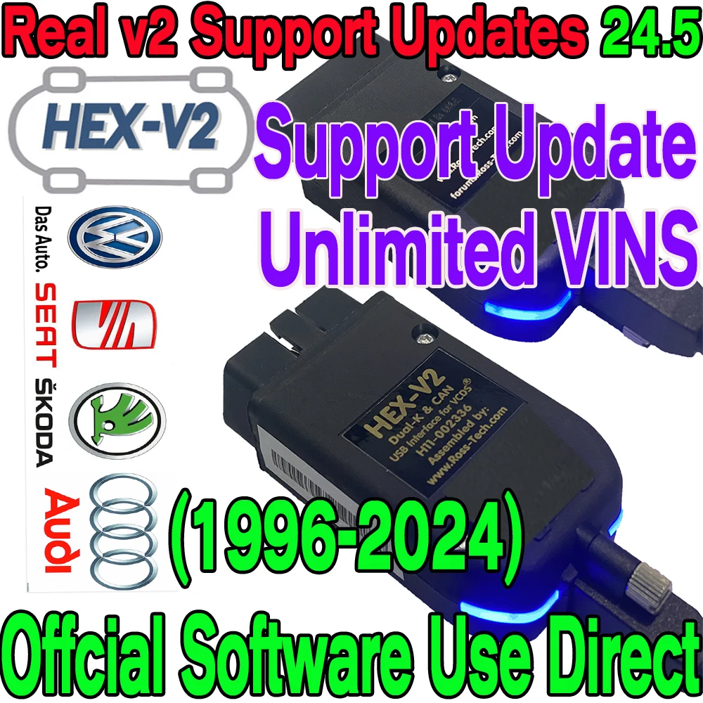 Новейший реальный V2 VCDS интерфейс HEX V2 VAG COM обновление 24,5 для VW для AUDI Skoda Seat многоязычный инструмент для диагностики автомобиля
