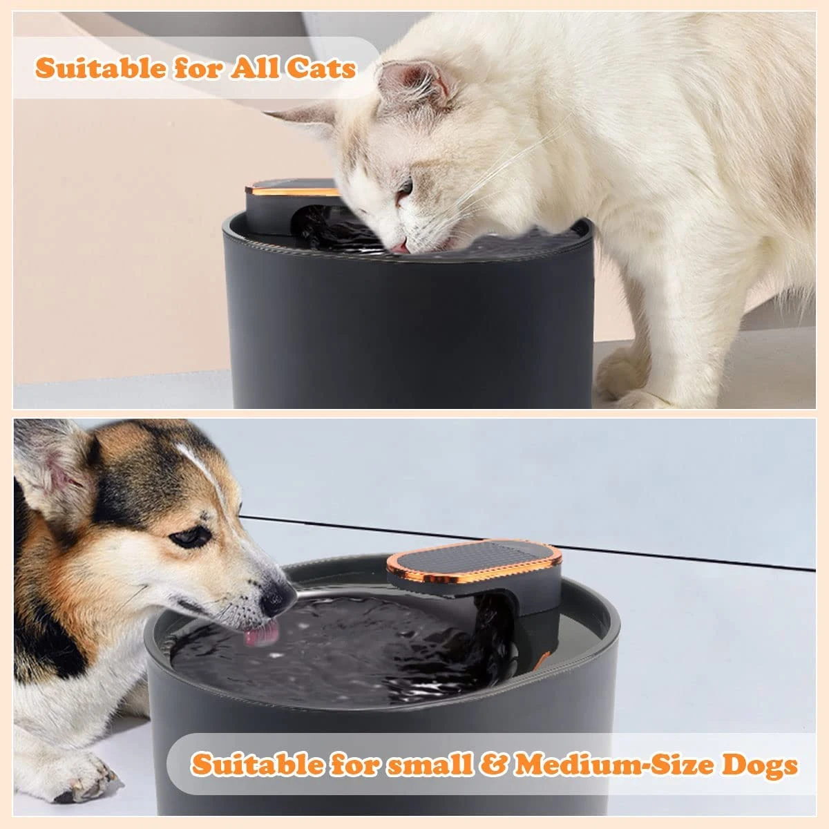 Fontaine à Eau Sans Fil Intelligente Pour Chiens Et Chats – Capteur De Mouvement Automatique, Rechargeable, Filtration Avancée – Capacité 2,5L