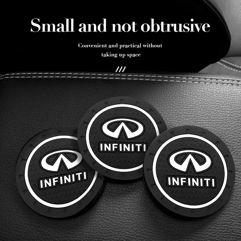 2Pc Car Coasters Water Cup Slots Non-Slip Mat Water Cup Pad For Infiniti QX30 Q50 Q60 Qx70 QX80 Qx56 Fx35 Ex35 G25 Car Accessory