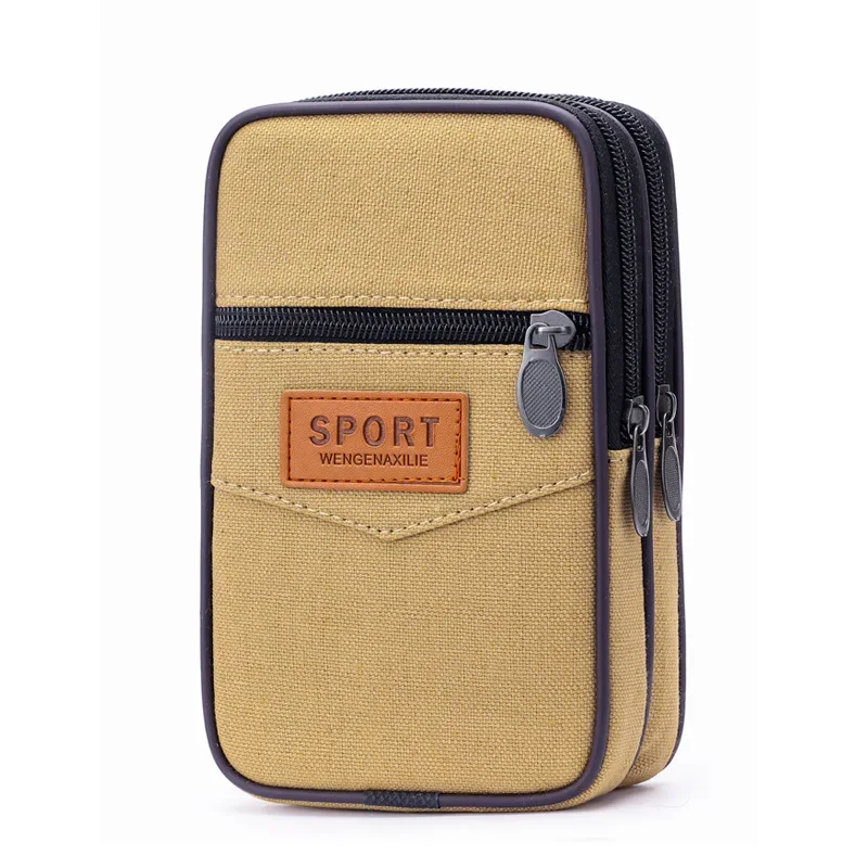 Fannypacks 6.5 인치 휴대 전화 가방 캔버스 패브릭 지퍼 남성용 지갑 동전 지갑 남성용 허리 가방 Moneybags 패니 팩 가방 지갑