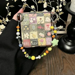 Chic Magnetic Floral Bunny Case with Star Bead Chain Strap - Z Flip 7 (A)