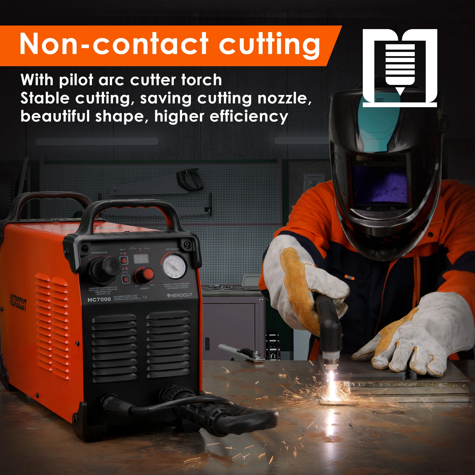 CNC Pilot Arc Plasma Cutter HeroCut HC7000 Non HF Blow Back 220V High Quality Plasma Cutting Machine 25mm Clean Cut 3