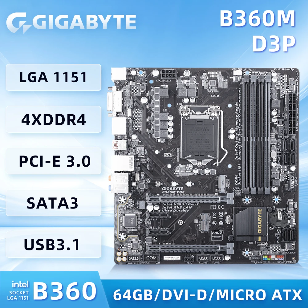 GIGABYTE-B360M-D3P-Motherboard-CPU-Support-for-9th-and-8th-Gen-Intel ...