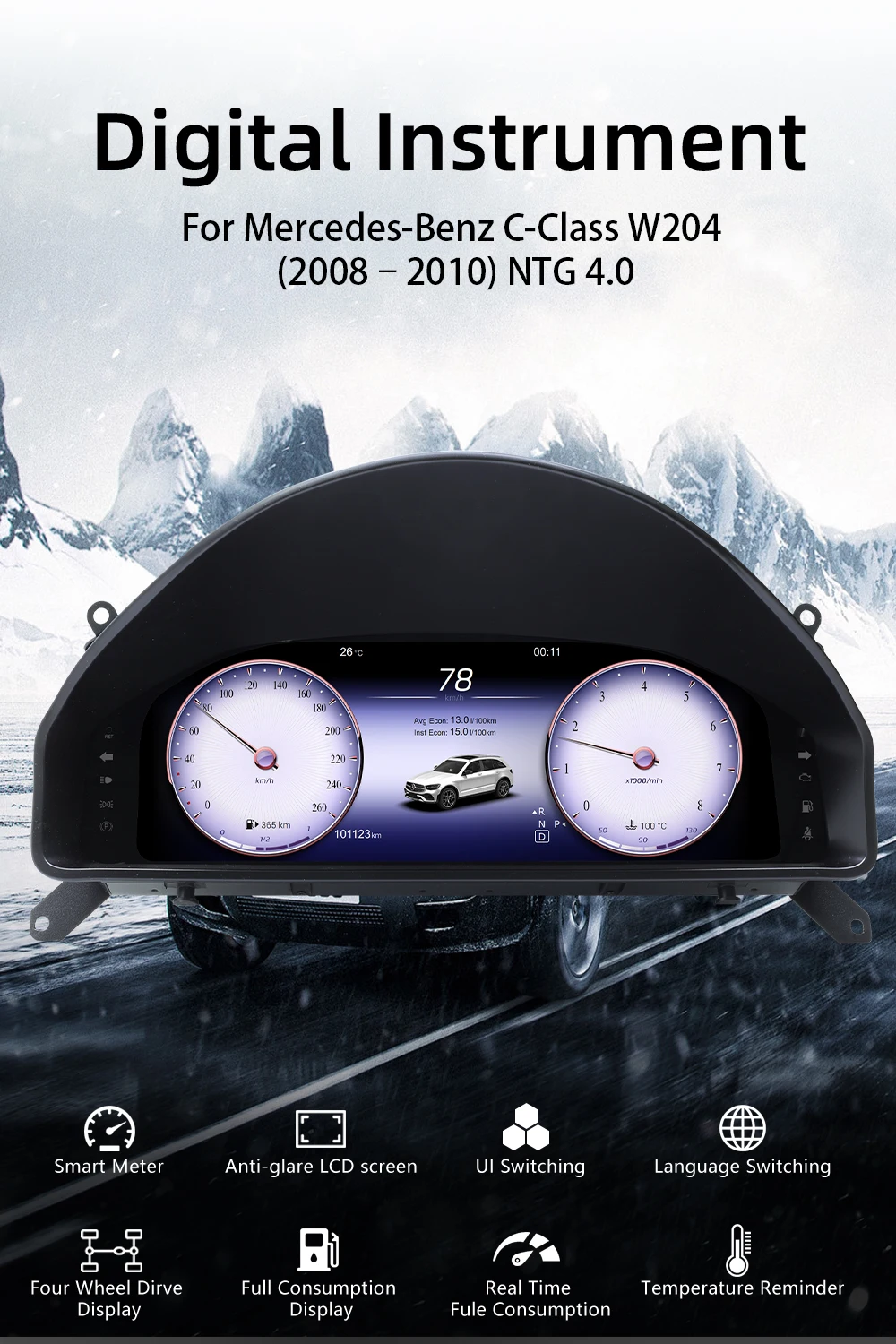 Digital Instrument Cluster for Mercedes-Benz C-Class W204 (2008–2010) NTG 4.0 Sp