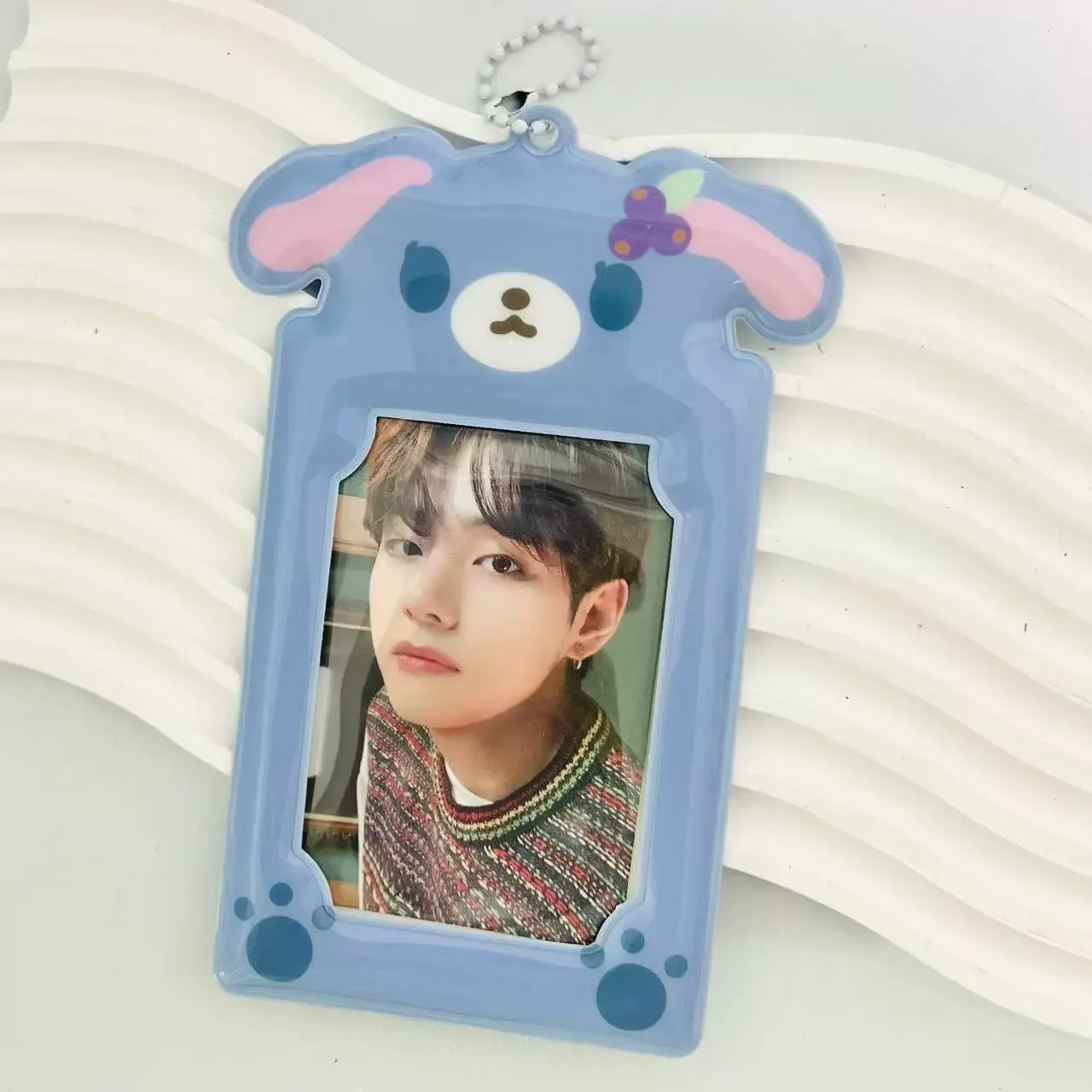 만화 토끼 포토카드 홀더 키체인 포토 카드 홀더 2.9x3.9인치 ID 배지 홀더 버스 카드 신용 ID 은행 카드 홀더