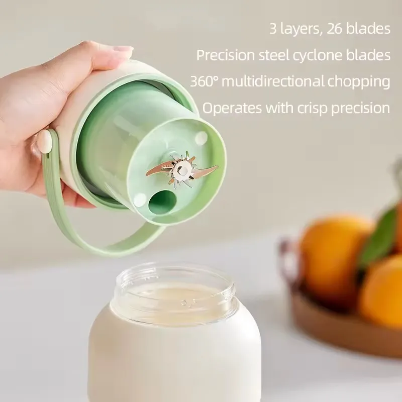 1100ML Portabl Frsh Fruit Mixr 26 Blads USB Rchargabl Multifunctional Juicr Ic Crushr Smoothi Blndr For_voghion.com
