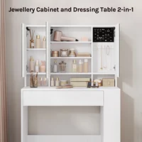 WOLTU 1 компл. туалетный столик для макияжа с регулируемым светодиодным зеркалом, 3-х уровневые боковые полки, комод для спальни, органайзер для ювелирных изделий — изображение 3