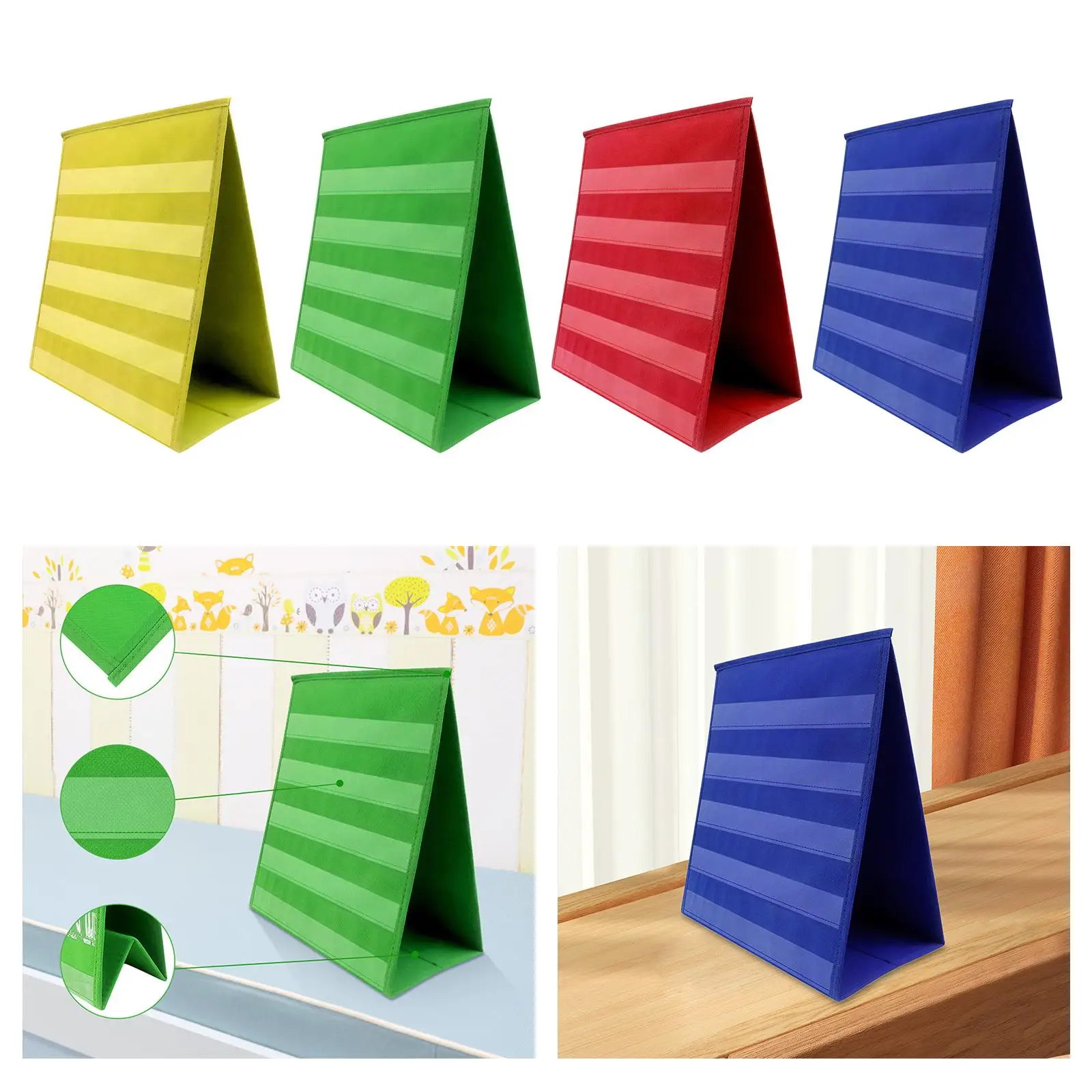 Visual Schedule Chart Tabletop Pocket Chart Self Standing Teaching Pocket Chart Double Sided Desktop Chart for Children Classroom Home