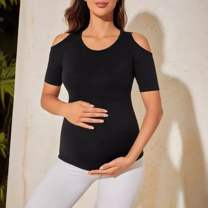 하이 스트레치 요가 티셔츠 수분 흡수 빠른 건조 스포츠 피트니스 출산 반팔 풀오버 크루 넥 스레드 탑