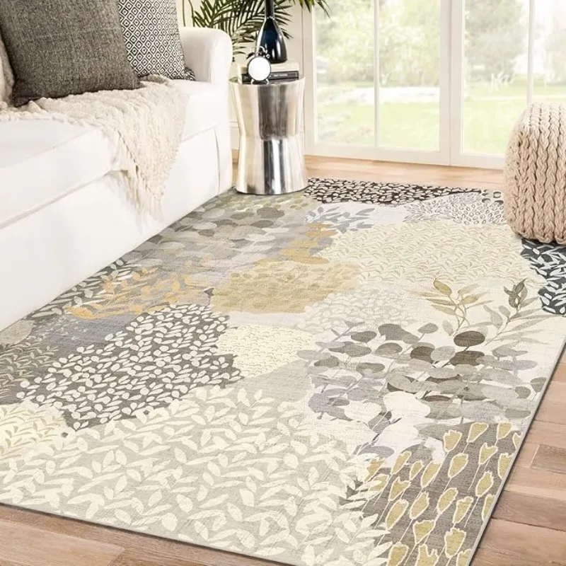 Nordic Art Living Room Carpet Botanical Abstract Foldable Machine Washable Non-slip Bedroom Rug Home Decoration Cloakroom Mat 러그