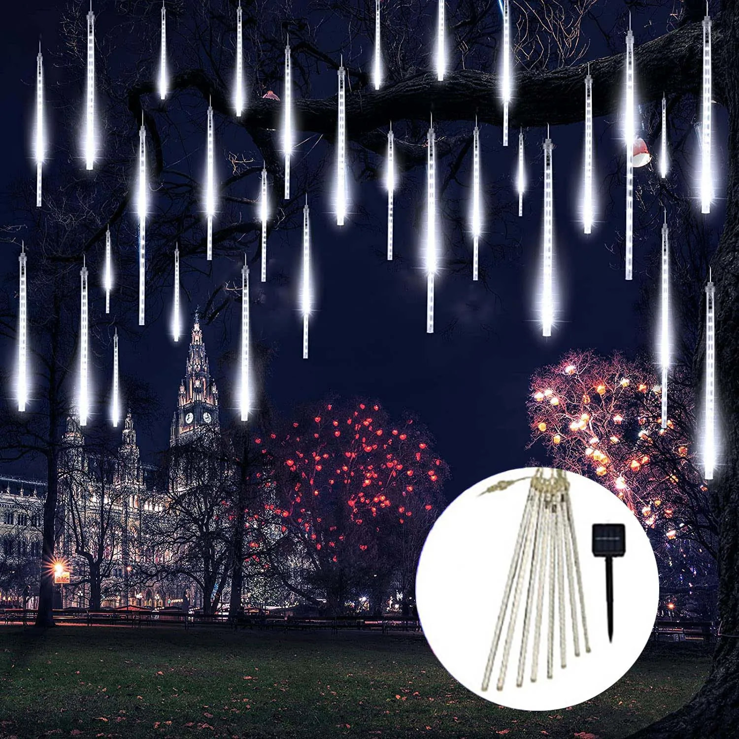 

10 Tubes 30/50cm Solar Led Meteor Shower Outdoor Fairy String Lights Garland Christmas Tree Decor Garden Patio Solar Light