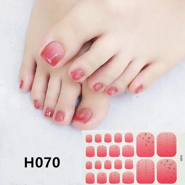 22tips Korea Toe Nail Sticker Wraps Adhesive Decals Toenail Polish Strips DIY Pedicure Foot Decals Manicure Women H070