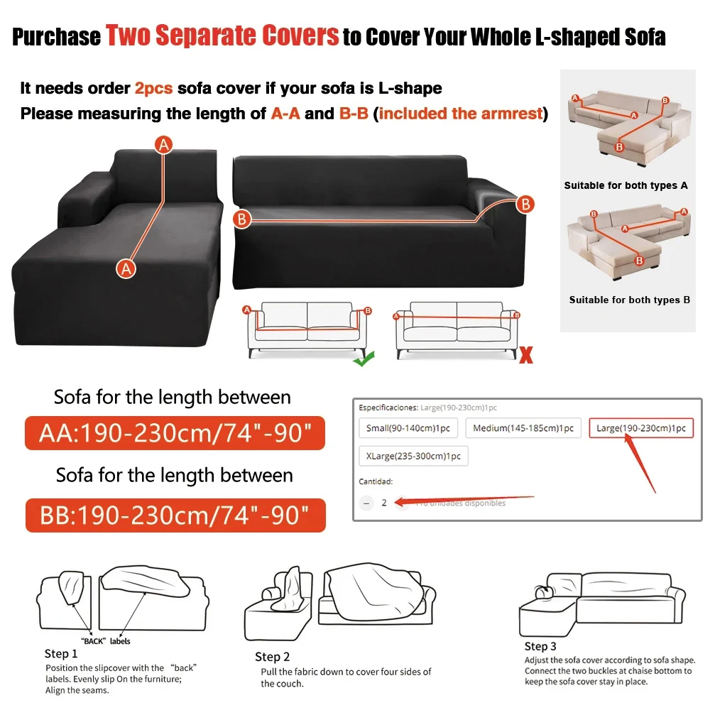 1Pcs Super Velvet Sofa Cover Thick Plush All-inclusive Sofa Slipcover For Living Room Elastic L Shaped Corner Couch Cover Need 2 4