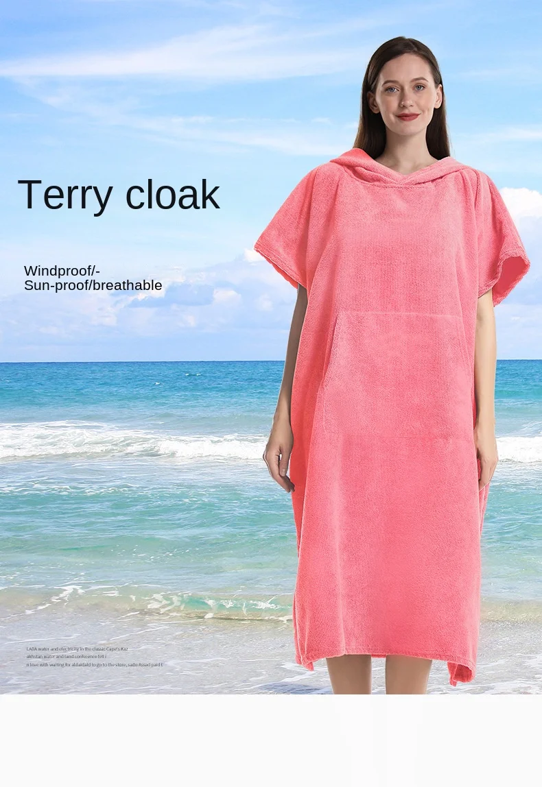 Description Picture 4 of itemTowel Bath Towel Extra Large Thick Hooded Beach Towel Changing Robe Quick Dry Microfiber Towelling Surf Poncho For Men And Women