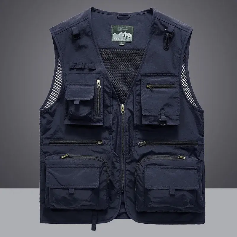 Summer Men Unloading Tactical Vest Coat Casual Men's Photographer Waistcoat Mesh Work Sleeveless Jacket Tools Pocket Vest 5XL - Image 5