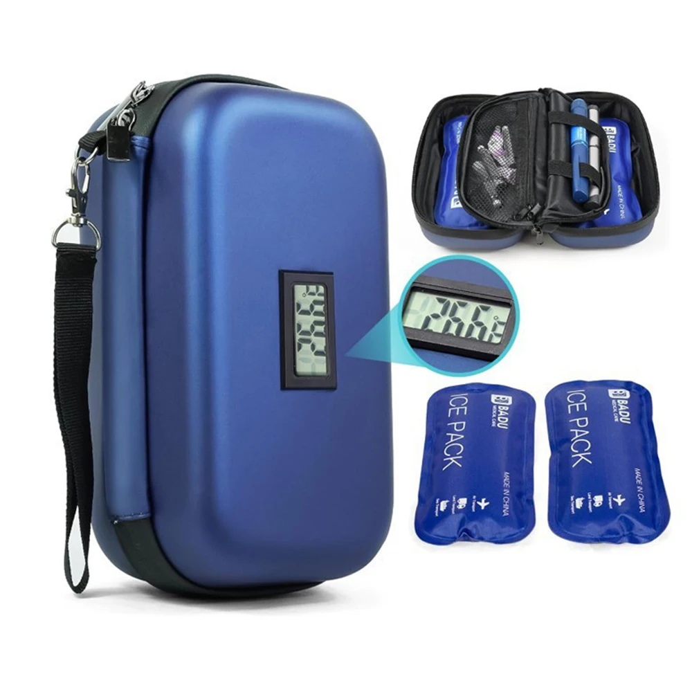 Insulin Cooler Travel Case TSA Approved Refrigerated Pharmaceutical Cooler with Thermometer 2 Ice Packs for Travel insulin cooler travel case