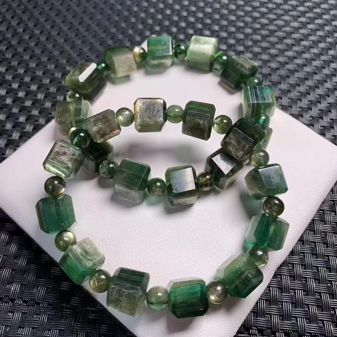 

1 Pc Fengbaowu Natural Green Lepidolite Cube Bracelet Reiki Healing Stone Fashion Jewelry Gift For Women Men