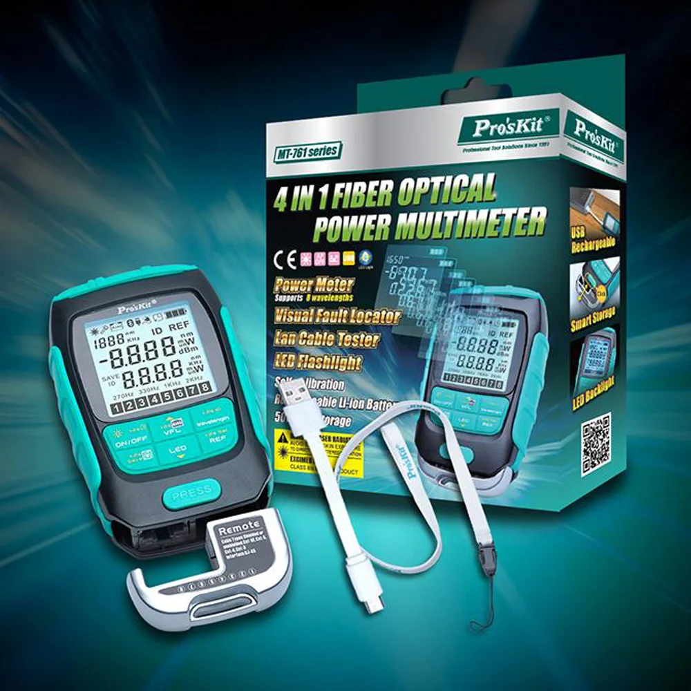 Pro'sKit MT-7615/7616 High Precision Power Meter 4 in1 Multifunction Fiber Network Test Fiber Breakpoint High Precision Teste