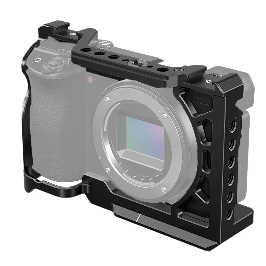 Aluminium Kamerakäfig Rig Kaltschuhhalterung 1/4 3/8 Schraubenlöcher für Sony A6500 A6400 A6300 A6000 Stabilisator Lichtverlängerungshalter – Detail 12