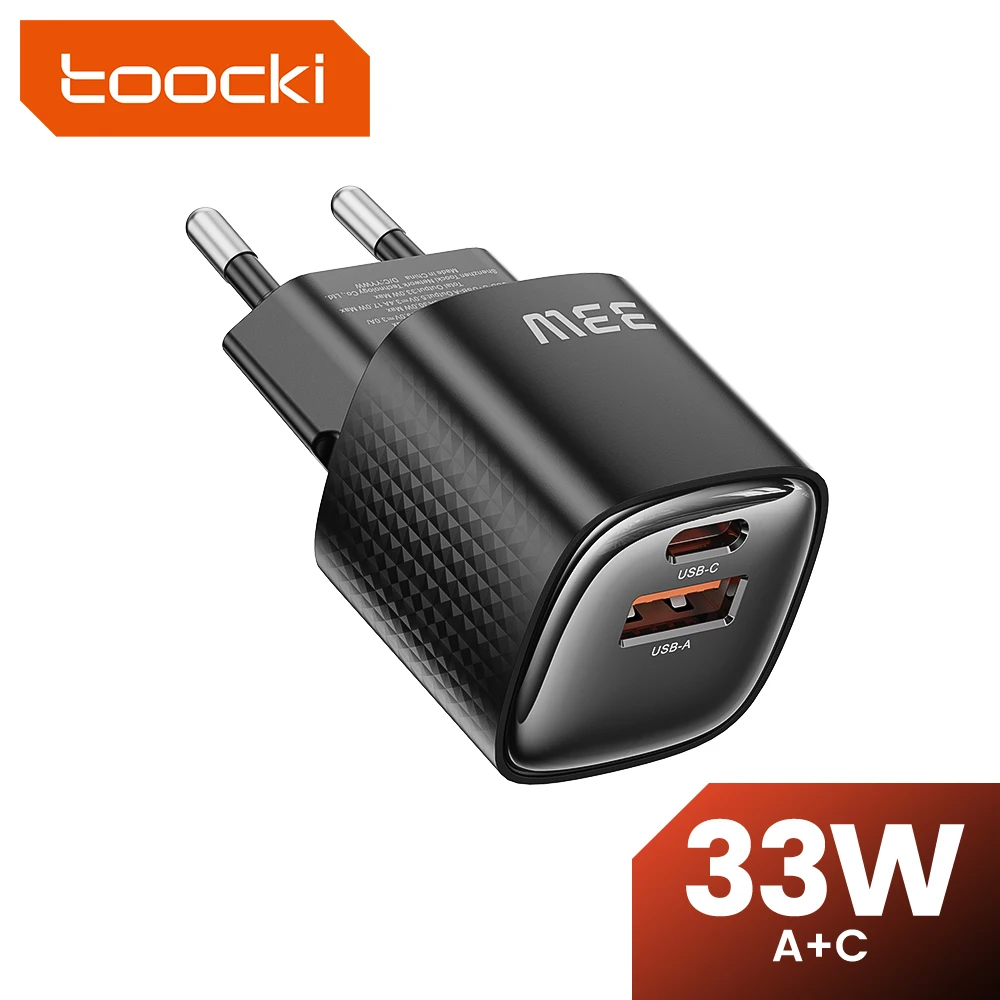 Carregador Toocki 33W USB Tipo C GaN Mini PPS de Carga Rápida para iPhone 17 16 15 iPad Xiaomi Samsung Galaxy Huawei