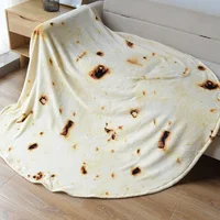 WASART Warm flannel tortilla blanket mexican pita lavash throw blanket for bed fleece sofa plaid bedspreads winter pizza blanket 3