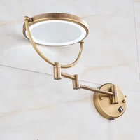 Rose Gold Led Folding Bathroom Mirror Wall Mounted Lighted Home Hotell Bathroom Makeup Mirror 5X Magnifying Plug Bath Mirrors - Image 4