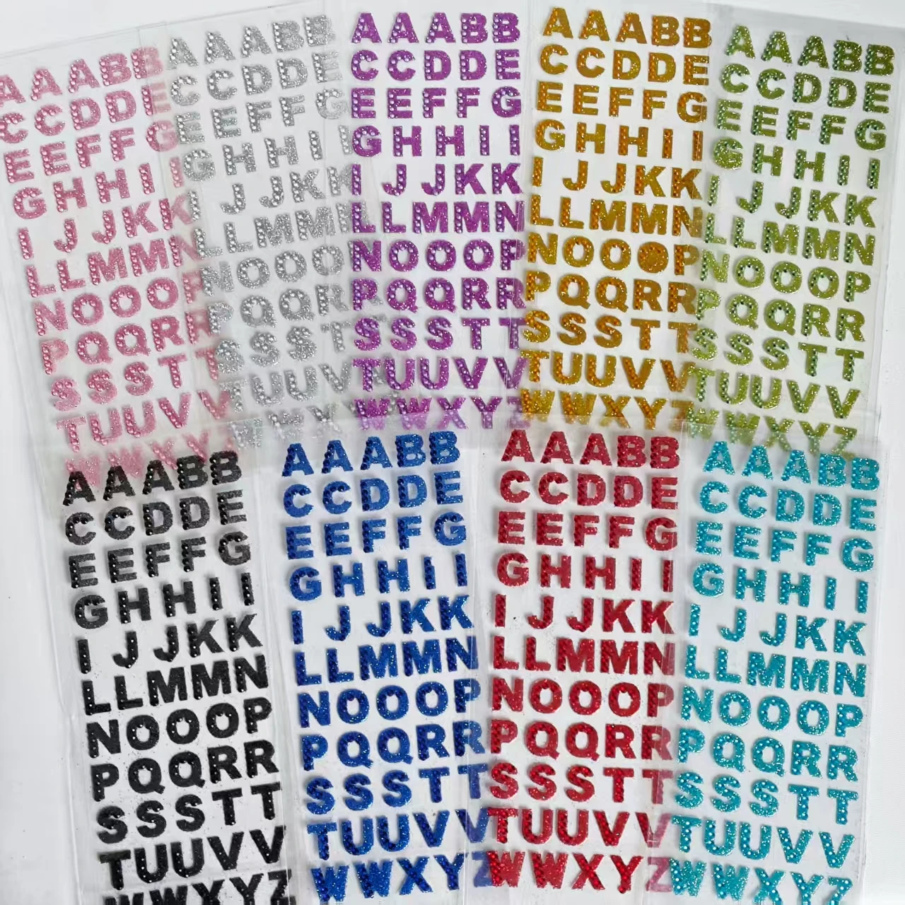 9색 영어 문자 글리터 다이아몬드 스티커, 다양한 색상의 3D 다이아몬드 반짝이..