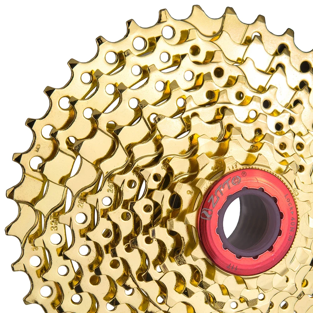 ZTTO MTB Road Bike Full Gold Cassette 8s 9s 10s 11s Gold Freewheel 8/9/10/11 Speed Sprocket 11-25/28/32/36/40/42/46T Chain