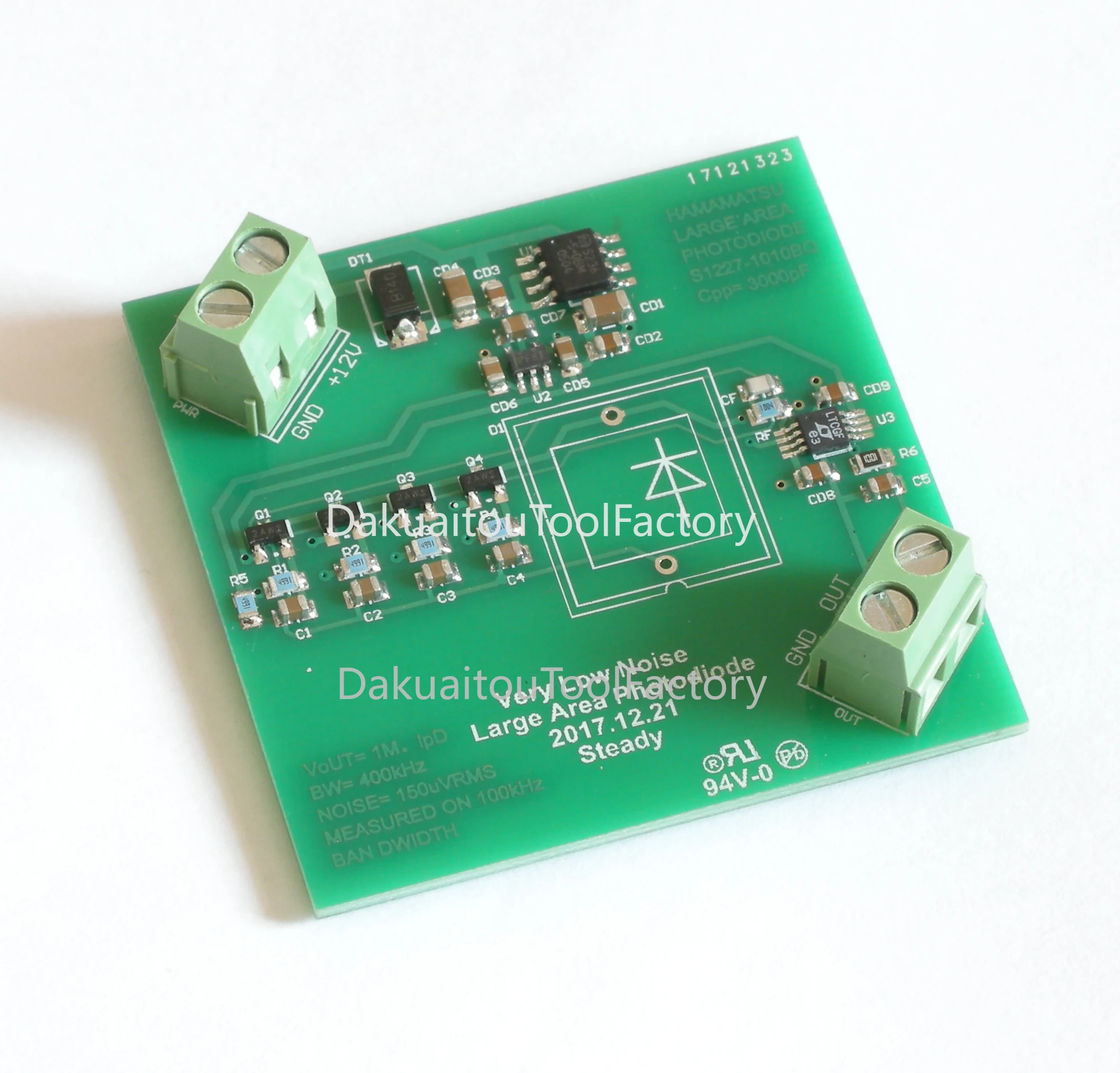 

Ultra low noise large area photodiode amplifier silicon photocell amplifier