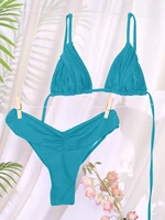 Sexy Folds Bikini Set Solid Micro Bikinis Women Swimsuit Female Triangle Swimwear Beach Wear Bathing Suit - Image 3