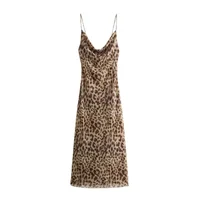 MUJER Leopard Print Tulle Slip Dress Woman Backless Summer Long Dresses For Women Vintage Sexy Party Dresses Midi Holiday Dress - Image 2