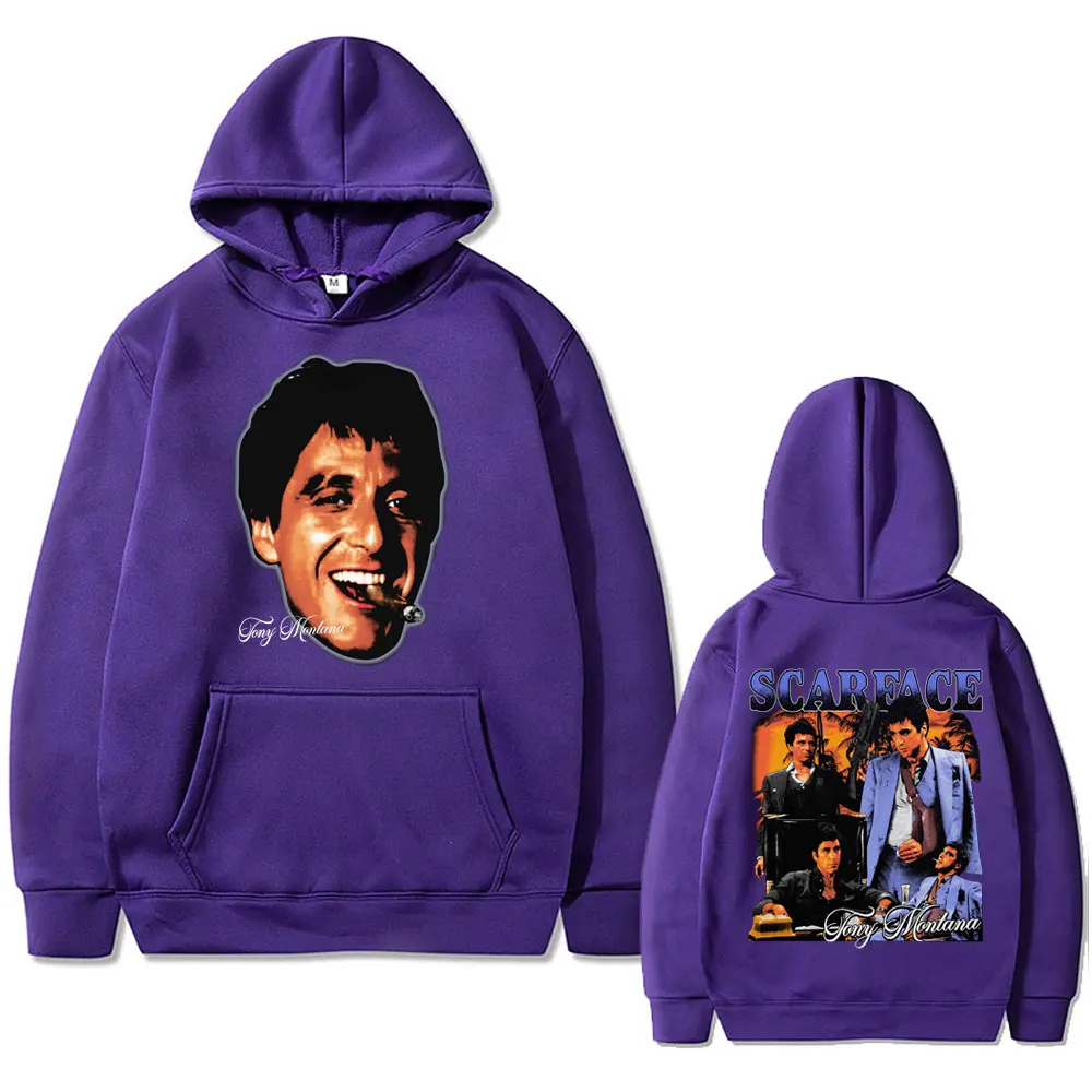 Classic Movie Scarface Al Pacino As Tony Montana Graphic Print Hoodie Male Vintage Oversized Hoodies Men Casual Rock Sweatshirt