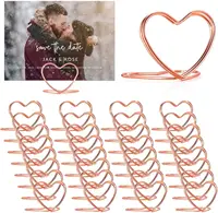 20pcs Double Heart Shape Metal Memo Holder Table Placecard Holder Photo Clip Card Stand Wedding Birthday Party Home Decoration 3