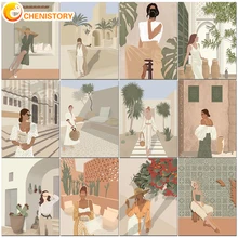

CHENISTORY Paint By Numbers Abstract Handmade Gift DIY Oil Painting Drawing Girl On Canvas Figure Home Decor Coloring Numbers